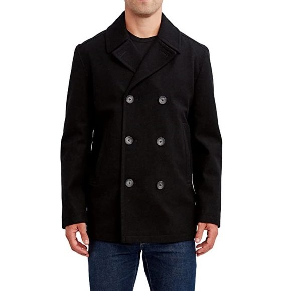 NWT Nautica Men's Classic Double Breasted Peacoat Black Size S $200 8C003 - Picture 2 of 5